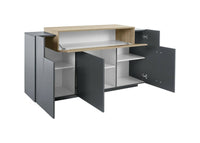 Credenza Dmem, Madia da cucina a 3 ante, Buffet da soggiorno, 100% Made in Italy, cm 160x46h85, Antracite e Acero