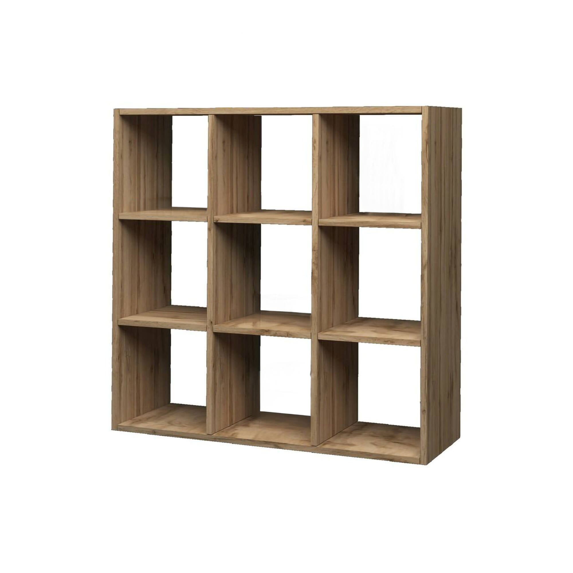 Libreria Dmanzar, Mobile con ripiani, Biblioteca da ufficio, 100% Made in Italy, Rovere, cm 90x25h90