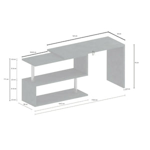 Scrivania Dascagn, Scrittoio angolare porta PC, Tavolo multiuso per ufficio, Scrivania salvaspazio multiposizione, 100% Made in Italy, cm 120x50h75, Bianco lucido