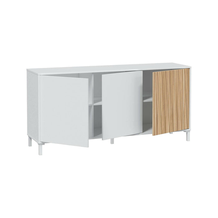 Credenza Dolivera, Buffet da soggiorno a 3 ante, Madia moderna da salotto, 154x40h74 cm, Bianco