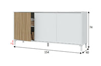 Credenza Dolivera, Buffet da soggiorno a 3 ante, Madia moderna da salotto, 154x40h74 cm, Bianco