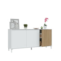 Credenza Dolivera, Buffet da soggiorno a 3 ante, Madia moderna da salotto, 154x40h74 cm, Bianco