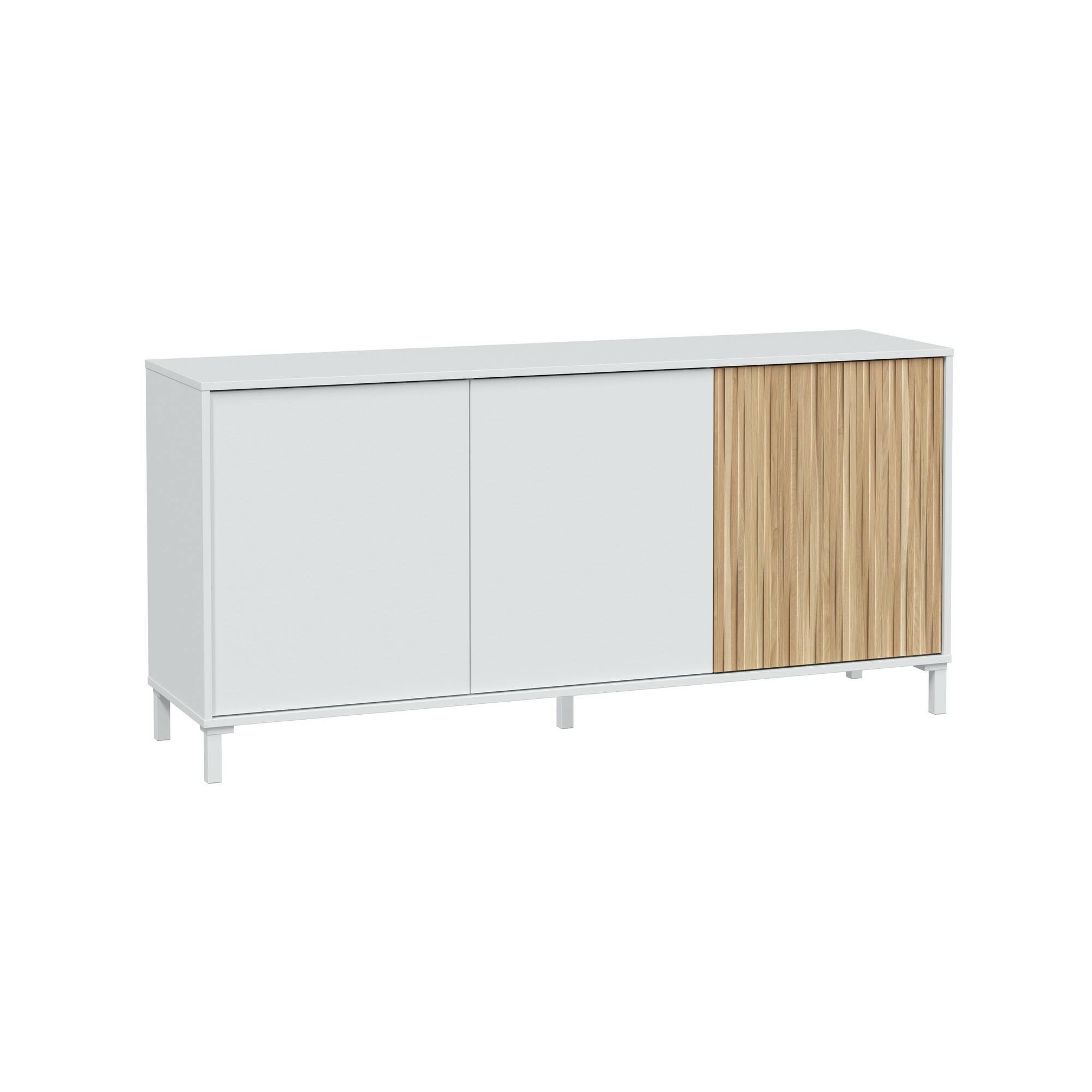 Credenza Dolivera, Buffet da soggiorno a 3 ante, Madia moderna da salotto, 154x40h74 cm, Bianco