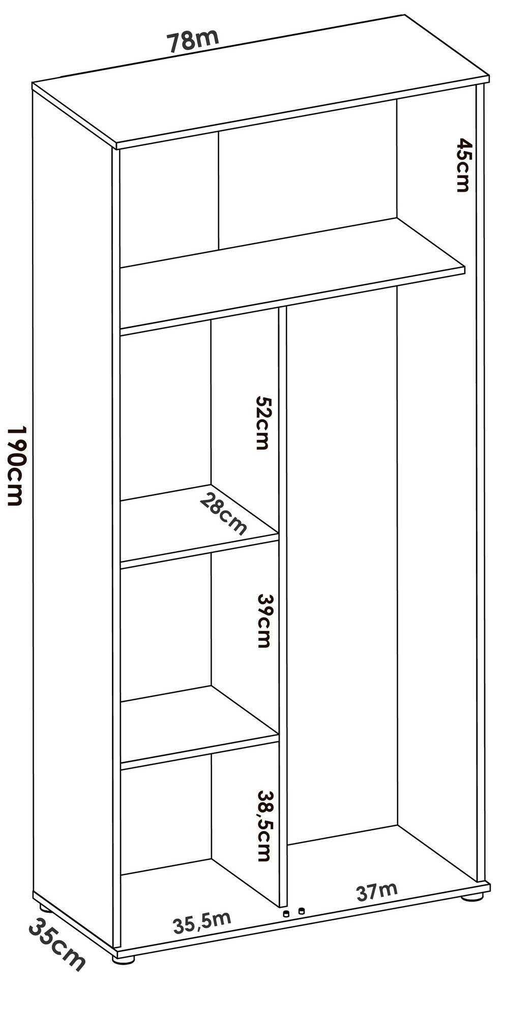 Armadio multiuso Ddeiol, Mobile multifunzione portascope, Guardaroba a 2 ante, 78x35h190 cm, Bianco