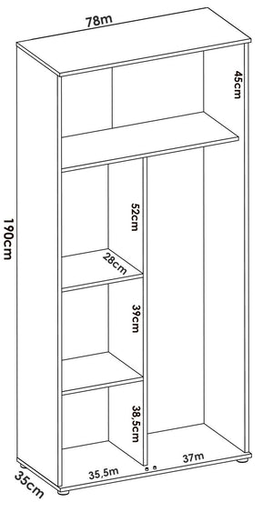 Armadio multiuso Ddeiol, Mobile multifunzione portascope, Guardaroba a 2 ante, 78x35h190 cm, Bianco