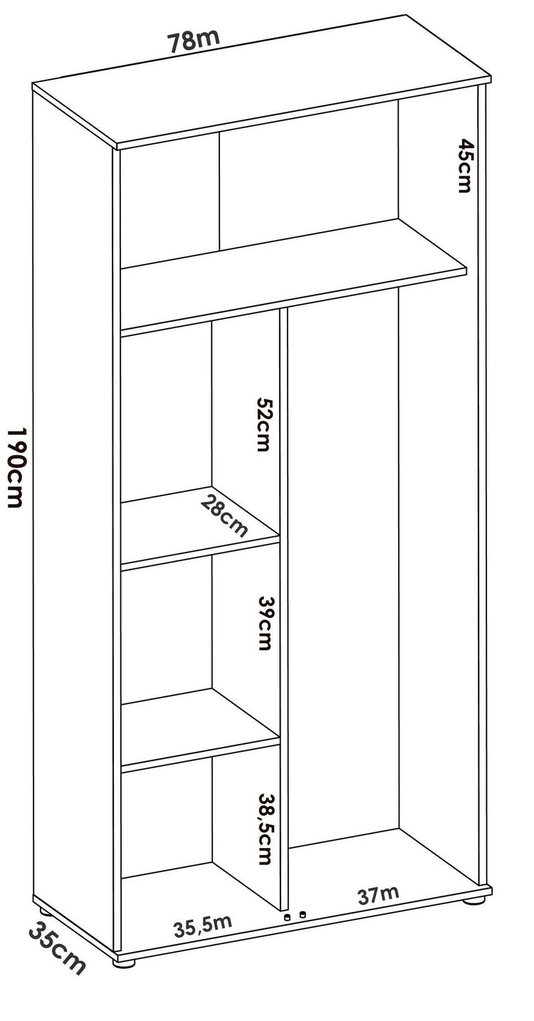 Armadio multiuso Ddeiol, Mobile multifunzione portascope, Guardaroba a 2 ante, 78x35h190 cm, Bianco