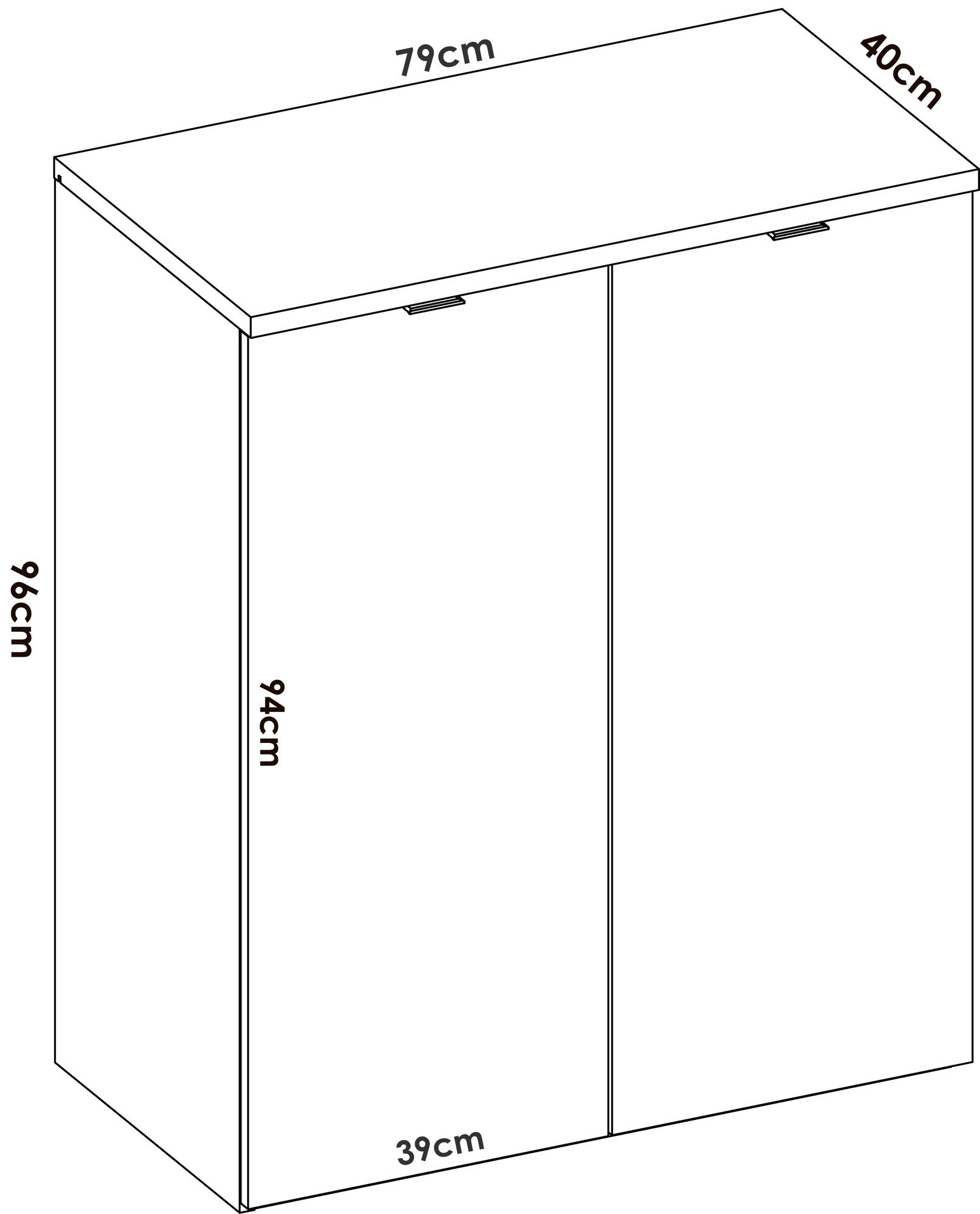 Armadio multiuso Ddijk, Mobile basso multifunzione, Armadietto a 2 ante, 79x40h96 cm, Bianco e Rovere