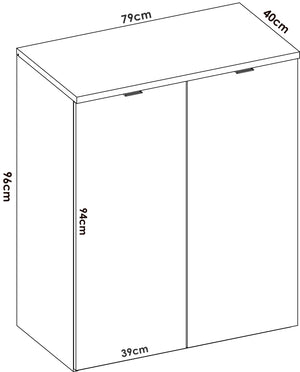 Armadio multiuso Ddijk, Mobile basso multifunzione, Armadietto a 2 ante, 79x40h96 cm, Bianco e Rovere