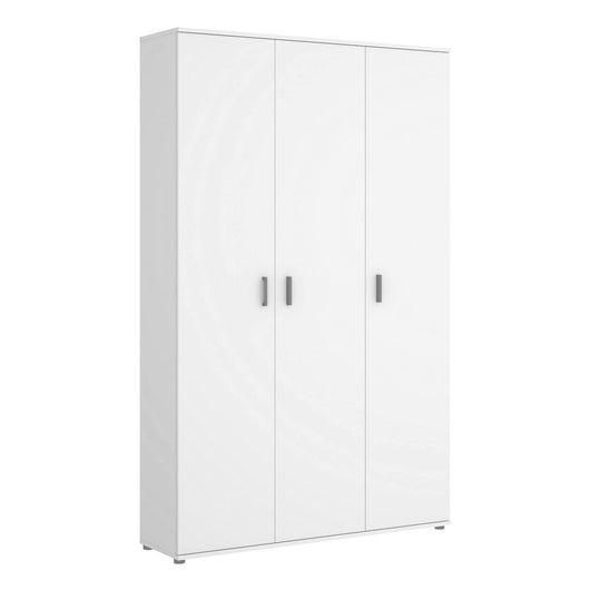 Armadio multiuso Dmeli, Mobile multifunzione portascope, Guardaroba a 3 ante, 116x35h190 cm, Bianco