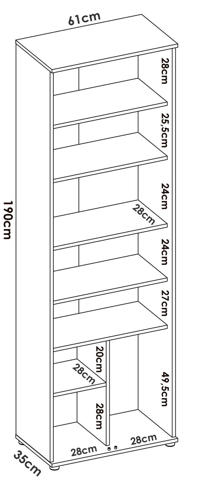 Armadio multiuso Dmiani, Mobile multifunzione portaoggetti, Guardaroba a 2 ante, 61x35h190 cm, Rovere