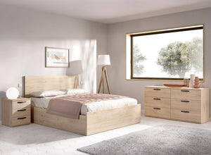 Cassettiera Dbus, Settimanale per camera da letto, Comò con 6 cassetti, 140x45h72 cm, Rovere