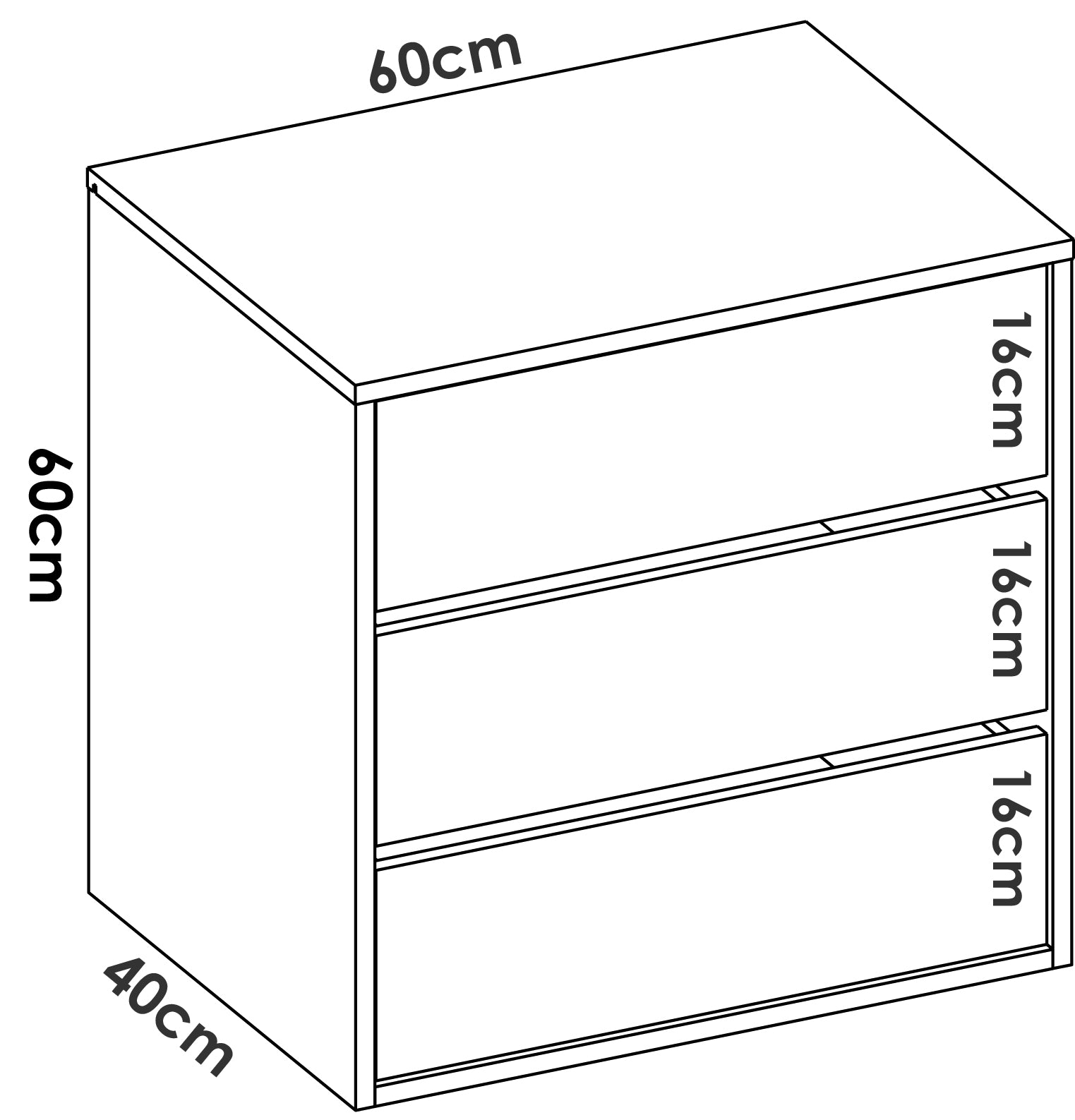 Cassettiera Dmuzz, Settimanale per interno armadio, Comò per camera da letto con 3 cassetti, 60x40h60 cm, Bianco