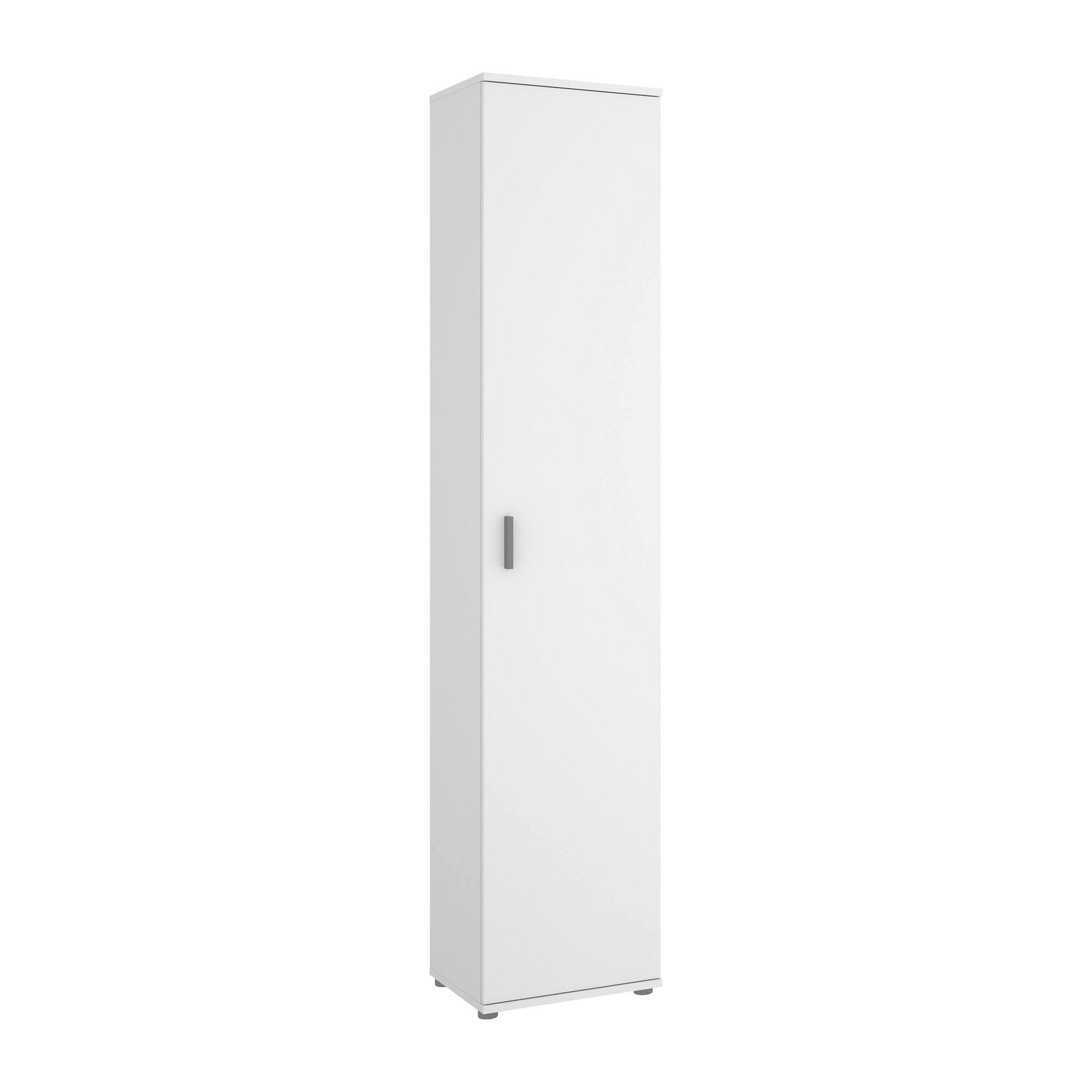 Armadio multiuso Dfuzat, Mobile multifunzione portascope, Armadio alto multiuso a 1 anta, 39x35h190 cm, Bianco