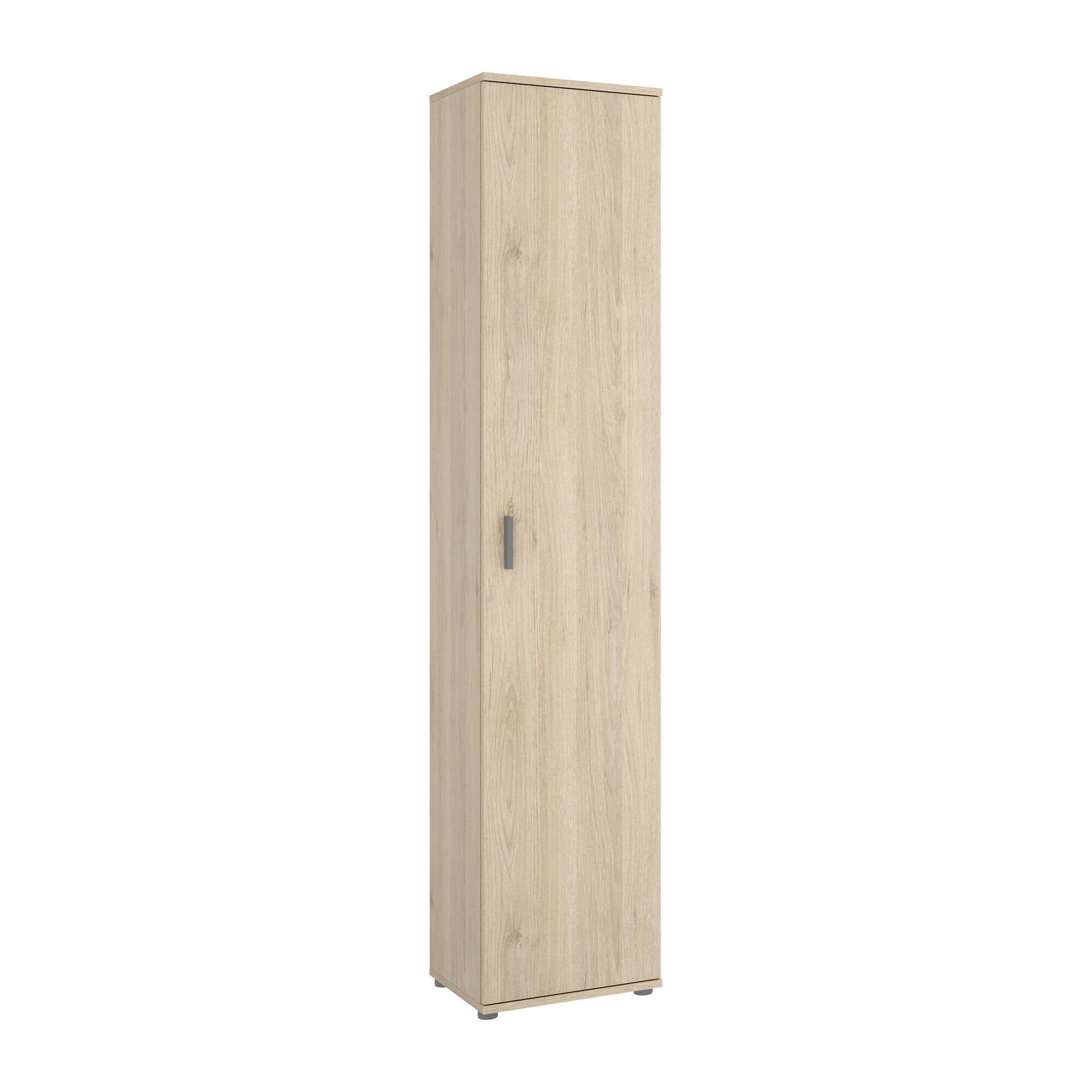 Colonna bagno Dfuzat, Mobile pensile bagno, Armadio alto multiuso a 1 anta, 39x35h190 cm, Rovere