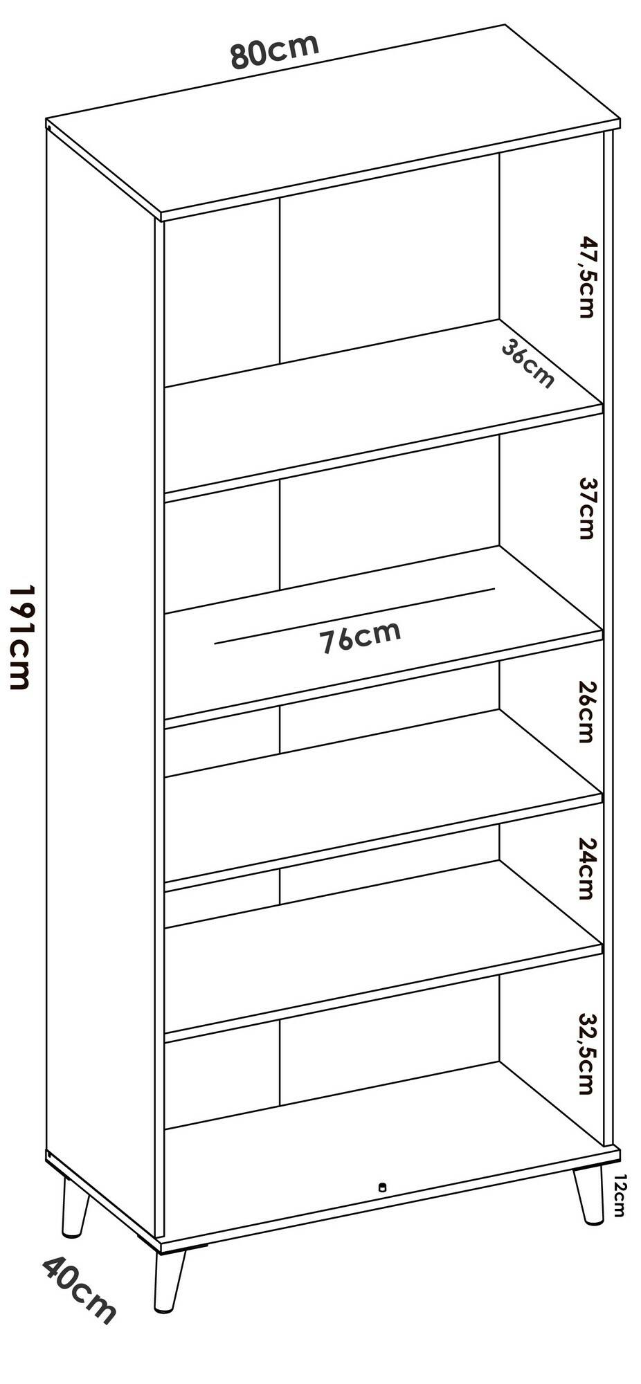 Credenza Dmerka, Buffet dispensa da soggiorno, Madia da salotto moderna a 4 ante, 80x40h191 cm, Bianco e Rovere