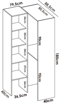 Guardaroba Dalmic, Struttura per cabina armadio angolare, Mobile appendiabiti aperto ad angolo, 79x88h186 cm, Bianco