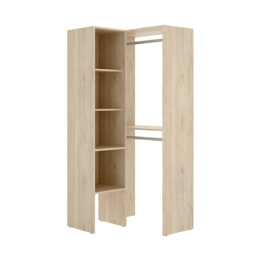 Guardaroba Dalmic, Struttura per cabina armadio angolare, Mobile appendiabiti aperto ad angolo, 79x88h186 cm, Rovere