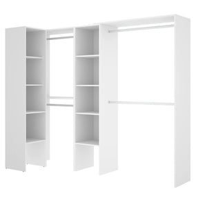 Guardaroba Dmagrin, Struttura per cabina armadio angolare, Mobile appendiabiti aperto ad angolo, 228x79h187 cm, Bianco