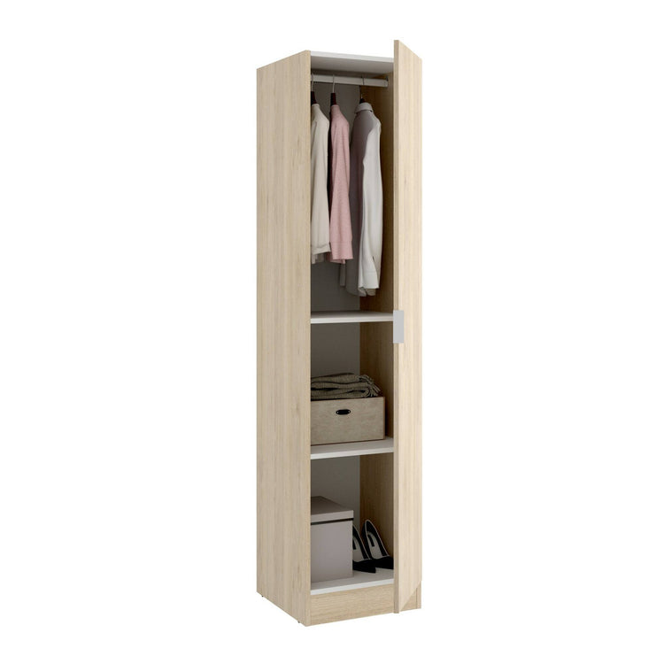 Guardaroba Dbusat, Mobile appendiabiti per camera da letto, Armadio a 1 anta singola, 41x52h184 cm, Rovere