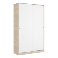 Guardaroba Dcapuan, Mobile appendiabiti per camera da letto, Armadio a 2 ante scorrevoli, 120x50h204 cm, Bianco e Rovere