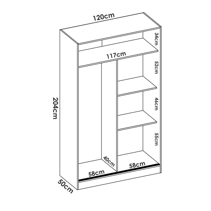 Guardaroba Dcapuan, Mobile appendiabiti per camera da letto, Armadio a 2 ante scorrevoli, 120x50h204 cm, Bianco