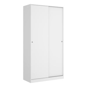 Guardaroba Dfurla, Mobile appendiabiti per camera da letto, Armadio con 2 ante scorrevoli, 100x50h204 cm, Bianco