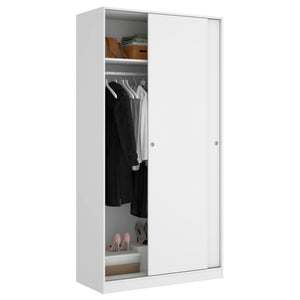 Guardaroba Dfurla, Mobile appendiabiti per camera da letto, Armadio con 2 ante scorrevoli, 100x50h204 cm, Bianco