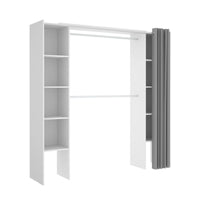 Guardaroba Dgond, Struttura per cabina armadio, Mobile appendiabiti aperto, 180x50h205 cm, Bianco e Grigio