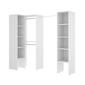 Guardaroba Dluvumb, Struttura per cabina armadio angolare, Mobile appendiabiti aperto ad angolo, 226x79h186 cm, Bianco