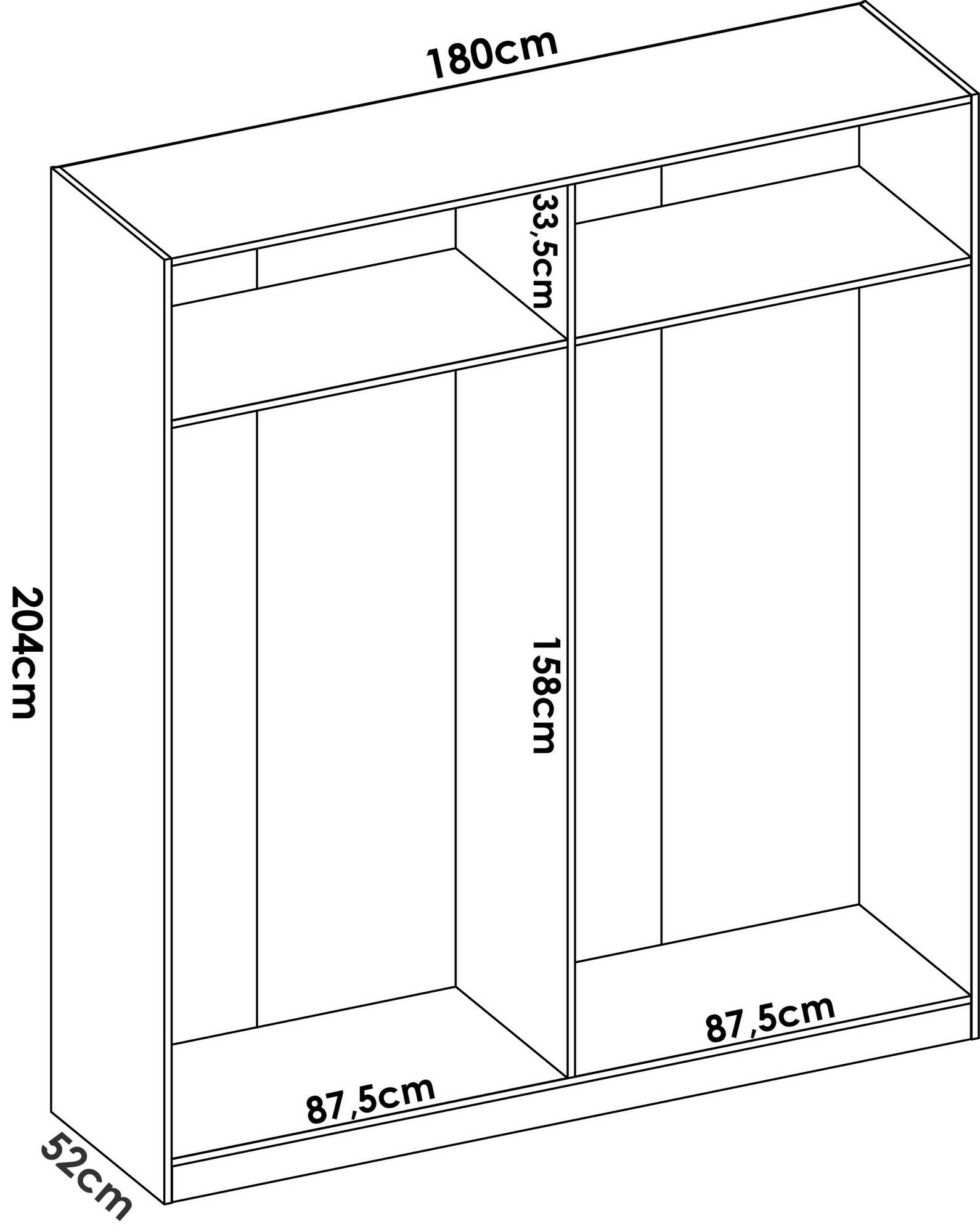 Guardaroba Dmaehl, Mobile appendiabiti per camera da letto, Armadio a 4 ante battenti, 180x52h204 cm, Bianco