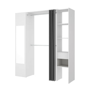 Guardaroba Dmancin, Struttura per cabina armadio, Mobile appendiabiti aperto, 177x52h205 cm, Bianco e Antracite