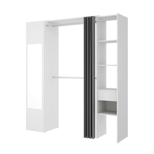 Guardaroba Dmancin, Struttura per cabina armadio, Mobile appendiabiti aperto, 177x52h205 cm, Bianco e Antracite