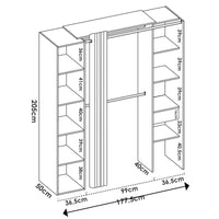 Guardaroba Dmancin, Struttura per cabina armadio, Mobile appendiabiti aperto, 177x52h205 cm, Bianco e Antracite