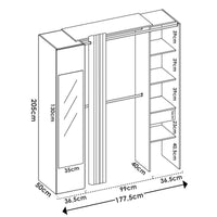 Guardaroba Dmancin, Struttura per cabina armadio, Mobile appendiabiti aperto, 177x52h205 cm, Bianco e Antracite