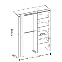 Guardaroba Dober, Struttura per cabina armadio, Mobile appendiabiti aperto, 160x50h205 cm, Bianco e Grigio