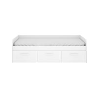 Letto per bambini Daabou, Lettino contenitore per cameretta, Struttura per letto singolo con 3 cassettoni, 194x97h60 cm, Bianco