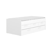 Letto per bambini Daaron, Struttura con secondo lettino estraibile, Letto singolo per cameretta con 3 cassettoni, 194x95h68 cm, Bianco