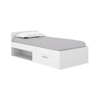 Letto per bambini Dboulta, Lettino contenitore per cameretta, Struttura per letto singolo con 1 cassettone, 197x97h67 cm, Bianco