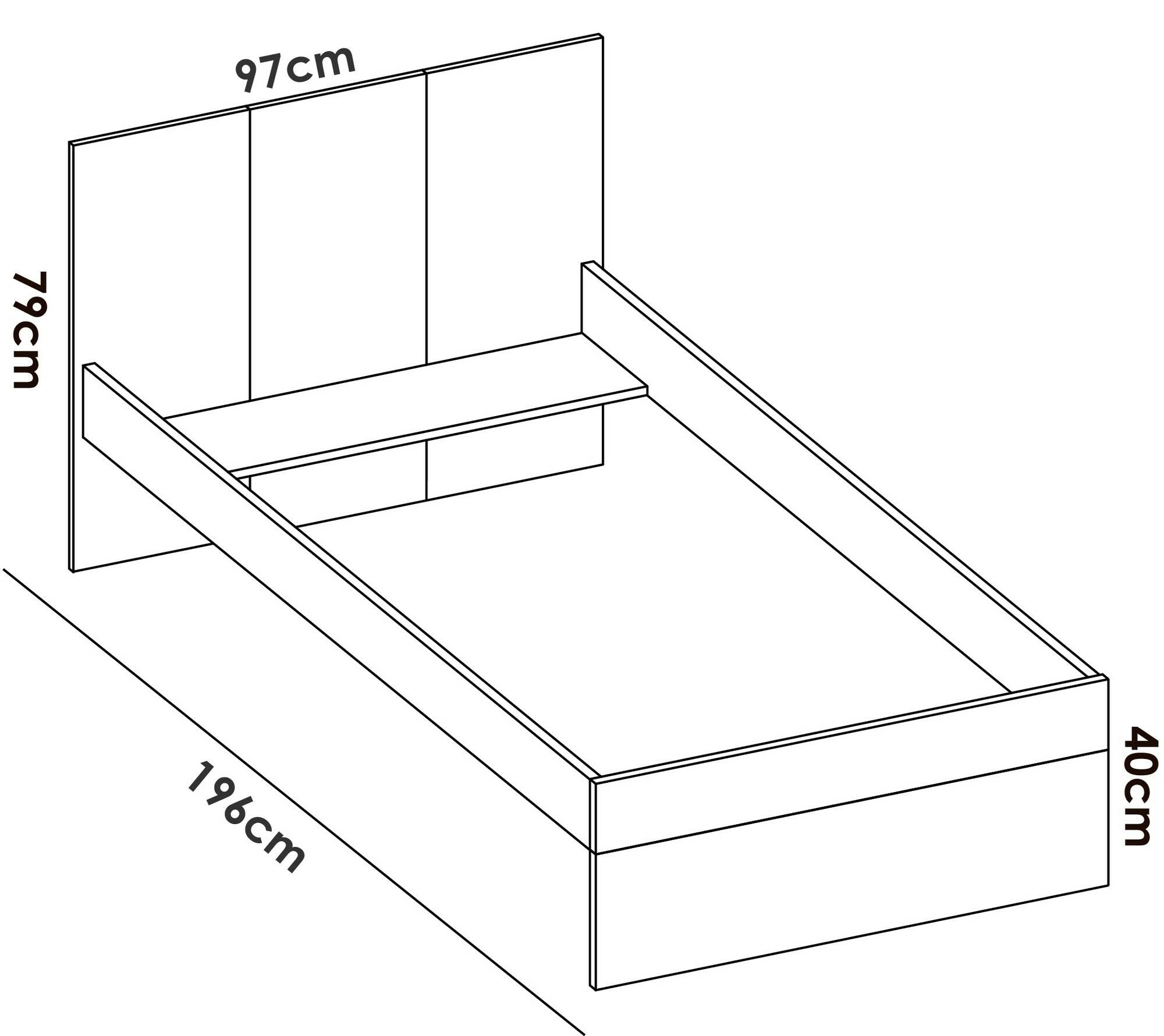 Letto per bambini Dcernoi, Struttura con secondo lettino estraibile, Letto singolo per cameretta, 196x97h79 cm, Bianco e Rovere