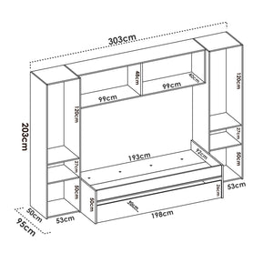 Letto per bambini Dmra, Cameretta completa con armadio a ponte e cassettone, Composizione con letto e lettino singolo estraibile, 303x97h203 cm, Rovere e Bianco