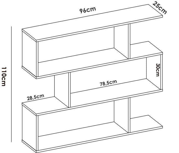 Libreria Djovi, Scaffale da ufficio multiuso, Mobile biblioteca portalibri a 3 ripiani, 110x25h96 cm, Rovere