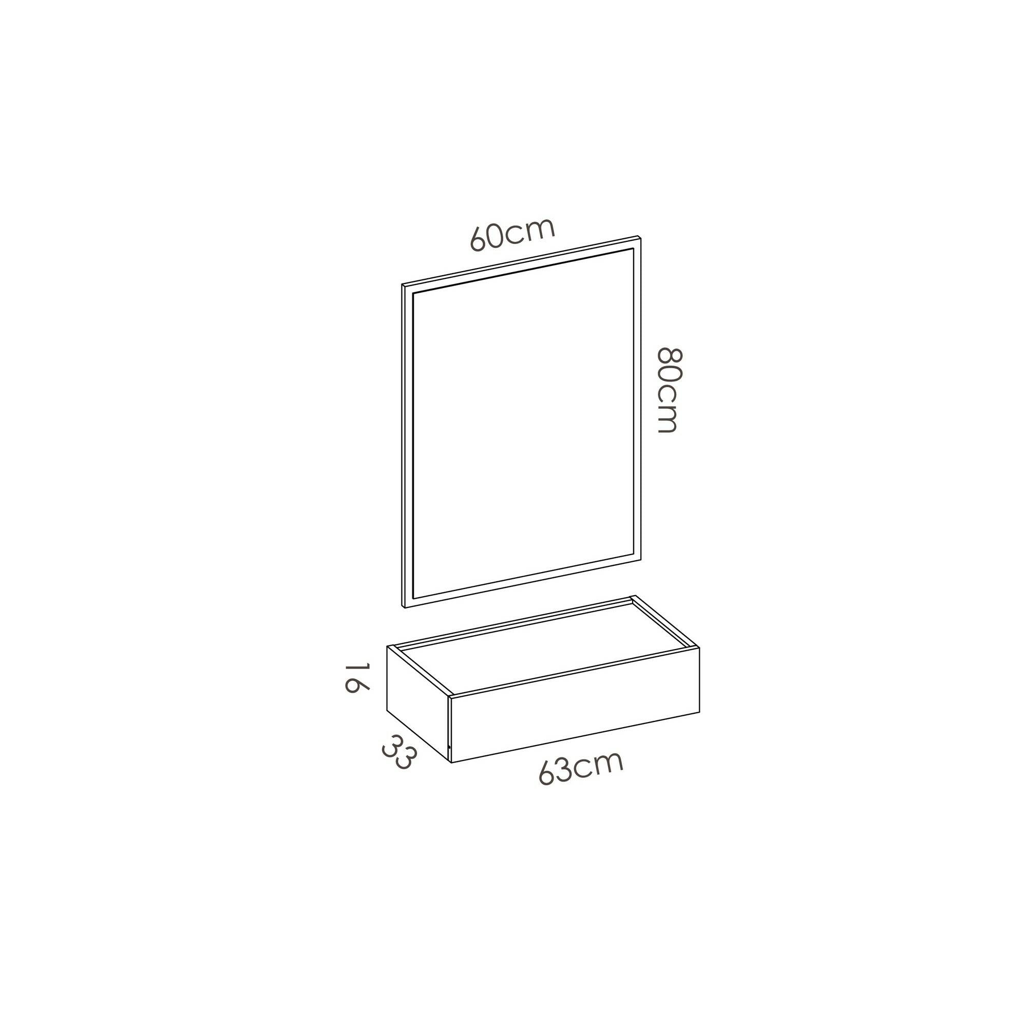 Mobile da ingresso Dmujesa, Entratina moderna multifunzione, Armadietto da ingresso con specchio, 33x63h16 cm, Bianco e Rovere