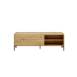 Mobile porta TV Dacerbi, Credenza bassa da soggiorno, Madia da salotto per televisione, 155x43h47 cm, Rovere Nodi