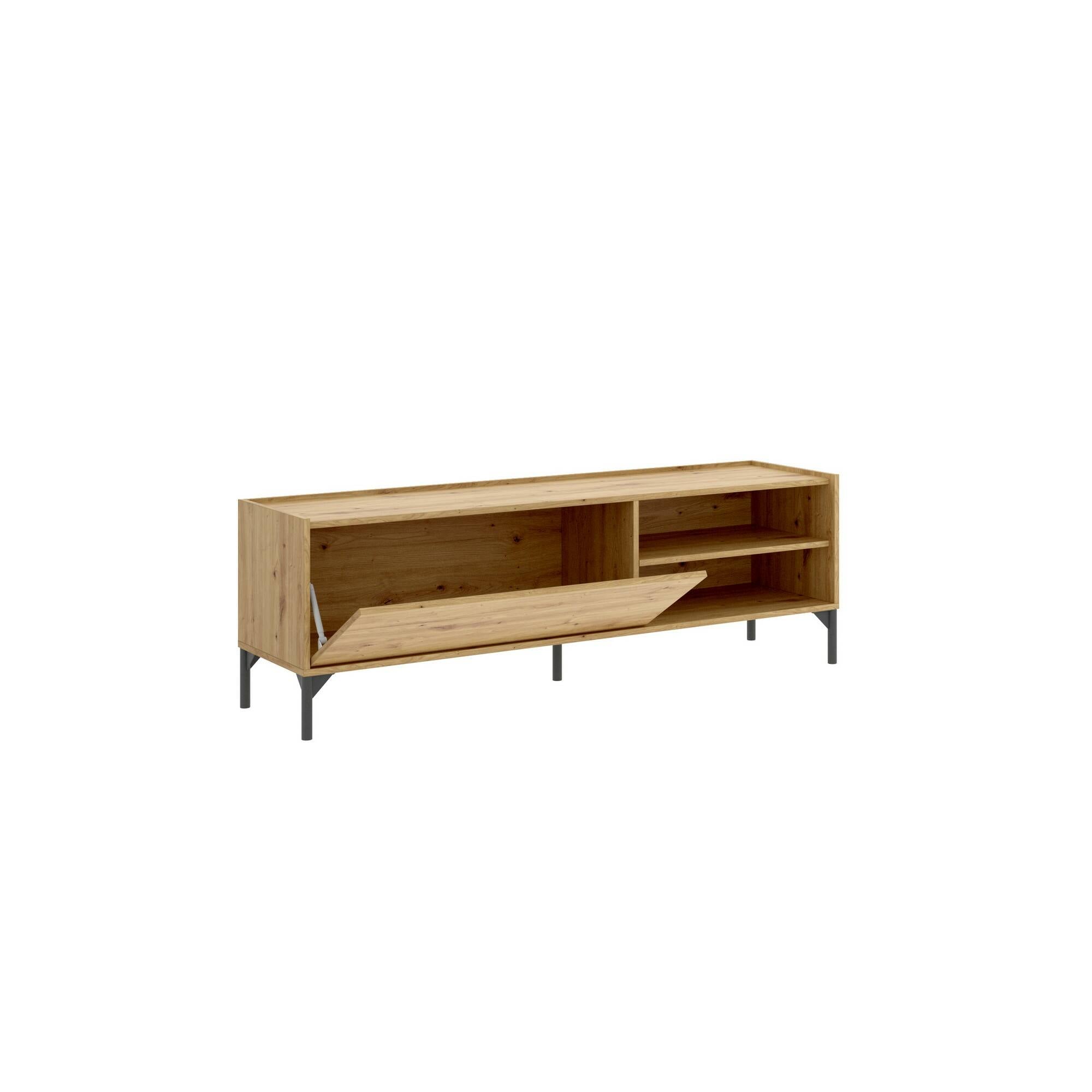 Mobile porta TV Dacerbi, Credenza bassa da soggiorno, Madia da salotto per televisione, 155x43h47 cm, Rovere Nodi