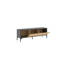 Mobile porta TV Dlell, Credenza bassa da soggiorno, Madia da salotto per televisione, 132x39h44 cm, Rovere Nodi e Antracite