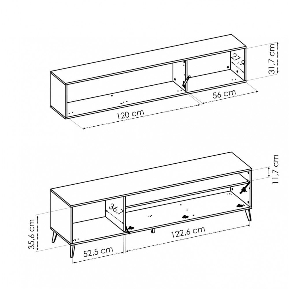 Mobile porta TV Dmillic, Set da soggiorno porta TV, Mobile salotto multiuso, 180x41h180 cm, Rovere Nodi e Antracite