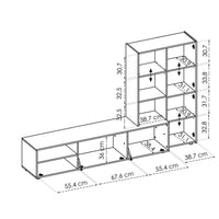 Parete attrezzata Daaquis, Set da soggiorno porta TV, Mobile salotto multiuso, 227x40h141 cm, Rovere Nodi e Bianco