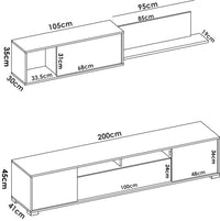 Parete attrezzata Dfalcon, Set da soggiorno porta TV, Mobile salotto multiuso, 200x41h180 cm, Bianco e Antracite