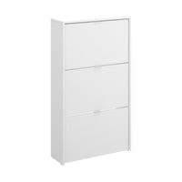 Scarpiera Dmurr, Portascarpe salvaspazio da ingresso, Mobiletto porta scarpe a 3 ante a ribalta, 61x25h113 cm, Bianco