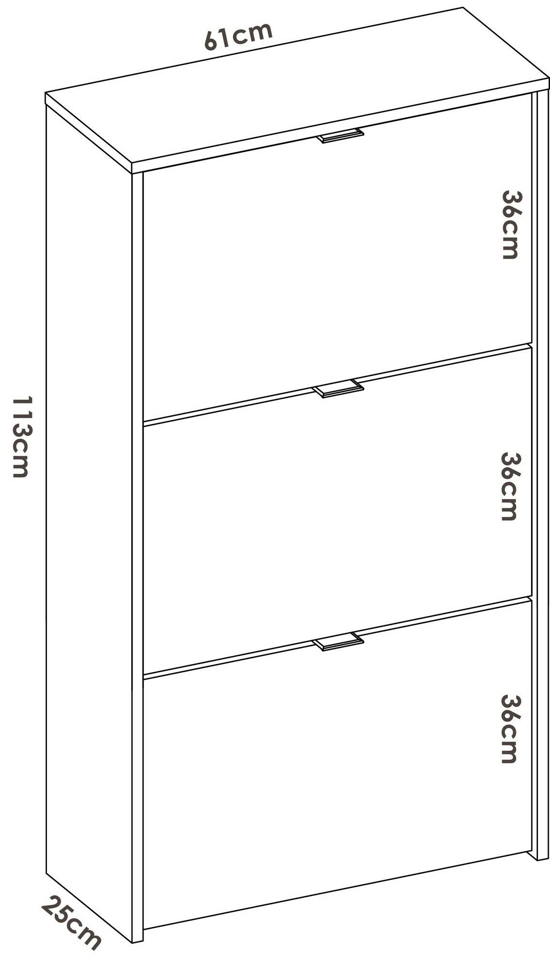 Scarpiera Dmurr, Portascarpe salvaspazio da ingresso, Mobiletto porta scarpe a 3 ante a ribalta, 61x25h113 cm, Bianco